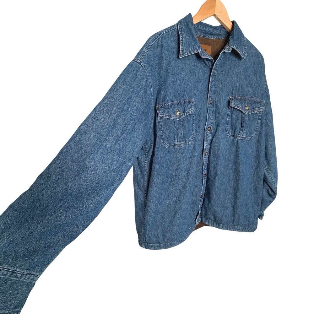 St. John’s Bay vintage style denim Shacket with brown fleece size XL - Picture 4 of 5
